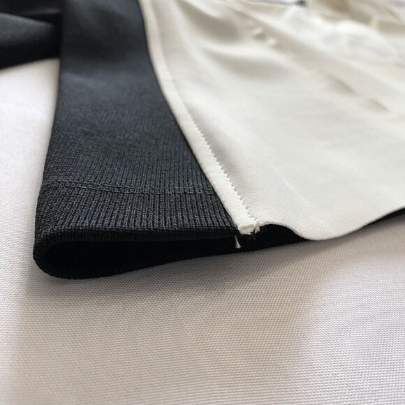 IRIS SETLAKWE SAMPLE WHITE BLACK RIBBED COMBO CROPPED OPEN JACKET - S - Picture 8 of 9